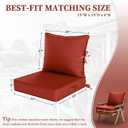 Outdoor Seat Cushion Set 19 L 19 W 4 H Inch Waterproof & Fade Resistant Patio Furniture Cushions with Removable Cover with Handle and Straps for Sofa Chairs, Chairs, Terra Red