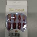 LPOODDNU Christmas Press on Nails Medium Almond Fake Nails, 24Pcs Red Christmas French Tip Glue on Nails Full Cover Red Bow Tie Christmas False Nails Cute Design Christmas Acrylic Nails for Women