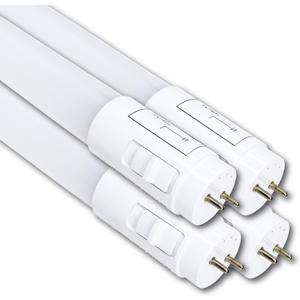 4 Pack 3CCT 4FT LED T8 Type B Light Tube 18W 2200 Lumens, 2700K/4000K/5000K Selectable, Ballast Bypass, Double Ended Connection, Frosted Cover