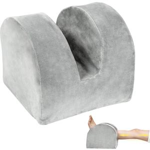 Knee Replacement Pillow for Recovery - Leg Elevation Pillow with Firm Foam for Post-Surgery Sleeping, Hip & Ankle Pain Relief & Swelling Reduction, Includes Washable Velvet Cover (Grey)