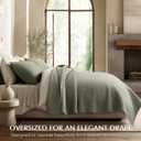 EVERGRACE Cotton Sateen Pick-Stitch Quilt Set King Size – 100% Cotton Lightweight Coverlet Bedding, Pre-Washed Oversized Bedspread, Breathable All-Season Quilt Set with 2 Shams, Eucalyptus Green