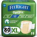 FitRight Ultra Heavy Absorbency Adult Diapers for Men & Women, Waist Size: X-Large 56-64 inches, OptiFit Incontinence Disposable Briefs with Leak Protection for Seniors, 80 Count