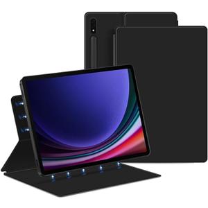 Magnetic Case for Galaxy Tab S10 Plus/Galaxy Tab S9 FE+ / S9 FE Plus 12.4-Inch with S-Pen Holder, Lightweight and Slim Magnetic Stand Case with Auto Sleep/Wake Cover for S10+/S9+/S9 FE+, Black