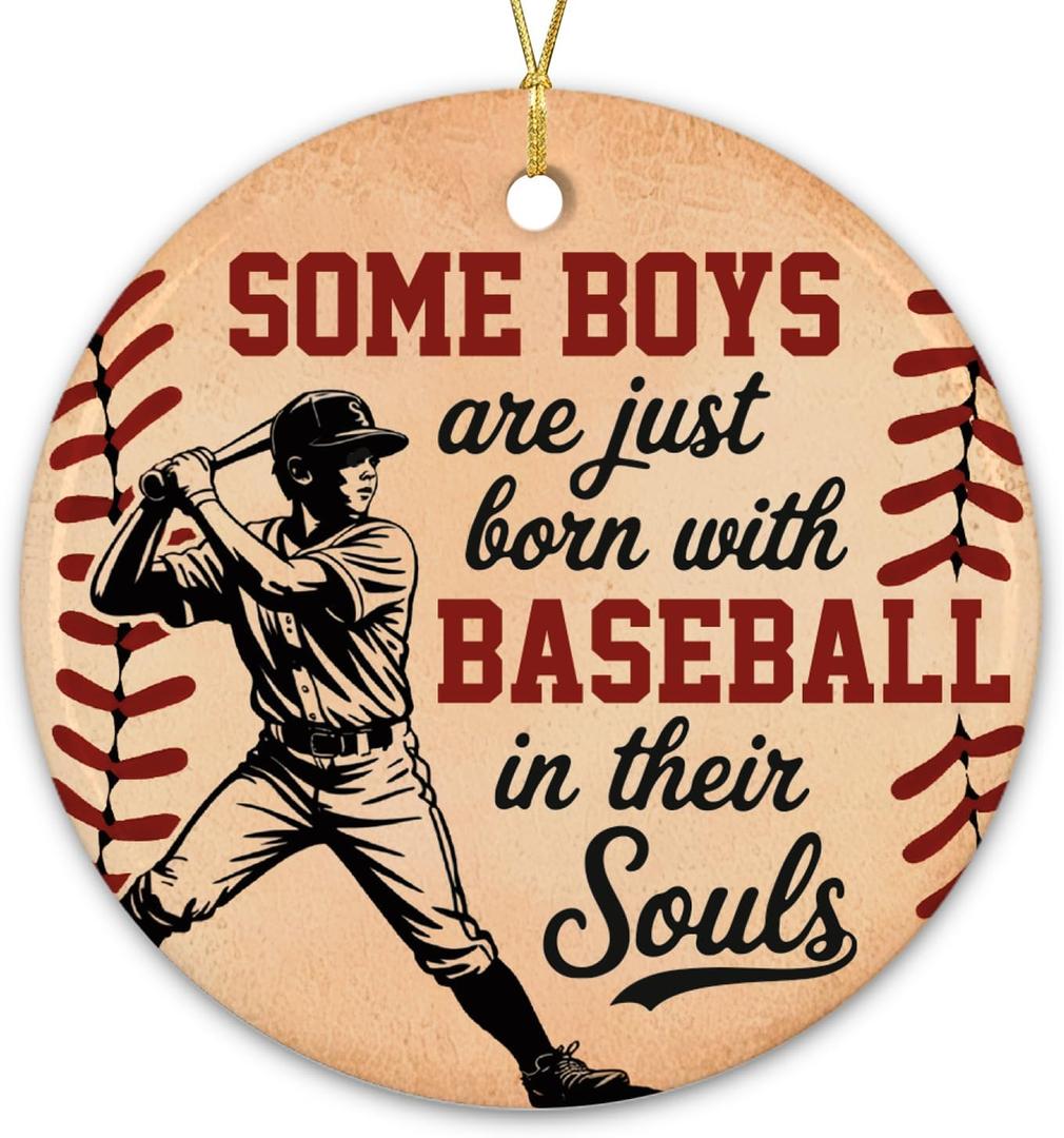 NewEleven Baseball Gifts - Baseball Ornaments for Christmas Tree, Baseball Lover, Men, Boyfriend, Him - Some Boy Funny Ornament, Present for Boys - Christmas Ornaments
