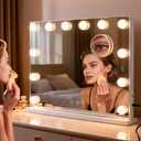 M MIVONDA Vanity Mirror with Lights, Lighted Makeup Hollywood Mirror with Dimmable 3 Color Lights LED Bulbs for Desk and Wall, Mirrors with Plug-in and USB Charger for Bedroom