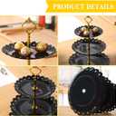Potchen 9 Pcs Black Cake Stand Set Dessert Table Includes 6 Rectangle Cupcake Stand and 3 Pcs Round 3-Tier Serving Tray Display for Wedding Birthday Party(Crown Style)