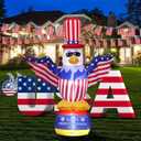HZGDEJTG 4th of July 8ft Eagle Inflatable Decoration with Built-in LED Lights to Light up Your Yard for Outdoor and Indoor Parties to Celebrate Independence Day