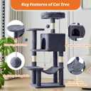Sweetcrispy 44 Inch Cat Tree Tower, Cat Climbing Tower with Natural Sisal Scratching Posts, Hammock, Pet Condo for Indoor Cats and Kittens Play, Dark Grey