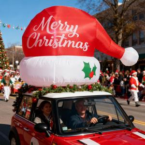 6 FT Inflatable Outdoor Decoration, Santa Hat Christmas Blow Up with LED Lights for Car Roof Xmas Decor