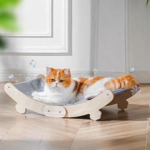 Cat Cooling Mat, Cats Hammock with Water-Filled Mat, Waterproof Elevated Cat Beds with PVC Fabric, Curved Design, Pet Cooling mat for Cats, Summer Pet Bed for Indoor Use, Grey