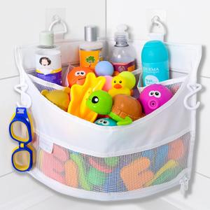 Comfylife Mesh Bath Toy Holder Organizer  The Perfect Corner Bathtub Toy Storage & Bathroom or Shower Caddy  This Multi-use Net Bag Makes Baby Bath Toy Storage Easy  For Kids & Toddlers