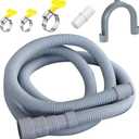 Lyplus Universal 16.4ft Washing Machine & Dryer Drain Hose, 1-1/2" Gray Polypropylene Hose with Clamp