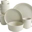 Gibson Home Zuma 16 Piece Round Kitchen Dinnerware Set, Dishes, Plates, Bowls, Mugs, Service for 4, Matte Stoneware, Cream