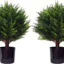 Artificial Cedar Tree - 2pcs Faux Shrub Plants, Hand Trimmed, UV Resistant, Low Maintenance, Suitable for Indoor and Outdoor Decoration (16.5 inches)