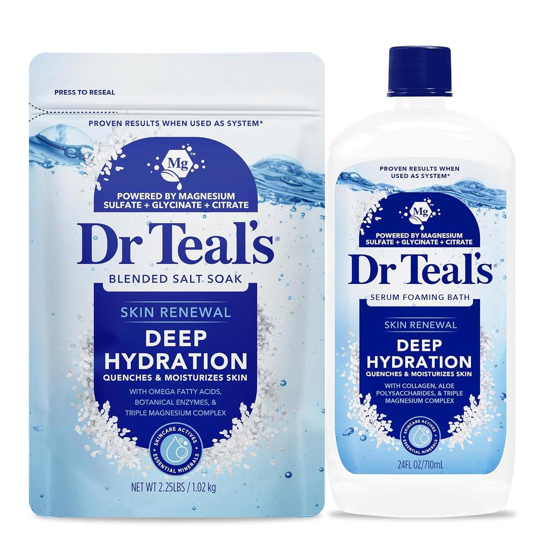 Dr Teals Skin Renewal Deep Hydration Salt & Foaming Bath Combo Pack