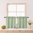 Gwine Kitchen Curtains 24 Inch Length 2 Panels - Light Filtering Textured Short Half Window Cafe Curtains, Modern Soft Small Window Drapes for Bathroom Basement Bedroom, 30Wx24L inch, Sage Green