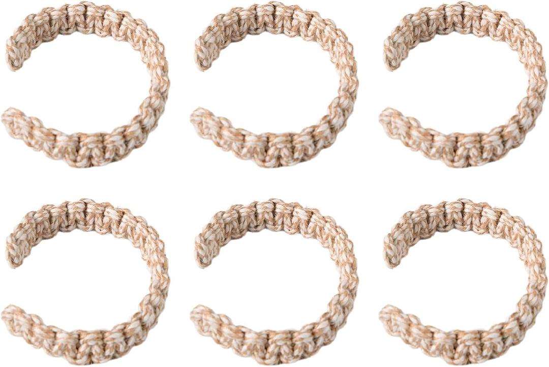 Handmade Twist Rope Curtain Tiebacks Curtain Tieback Holder for Home and Office Drapery  6Piece Set Curtain Fasteners (Flat White and Ligh)