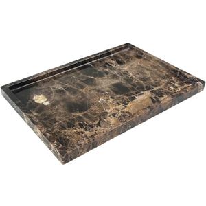 Natural Marble Tray for Bathroom Countertop, Dark Brown Marble Stone Tray for Kitchen Counter (Coffee Net, 12" x 8")