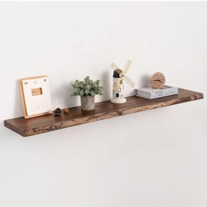 40" Live Edge Floating Shelves, Solid Elm Wood, Vintage, 40"L, 1-Pack