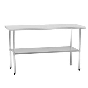 Stainless Steel Table 24 x 60 Inches Metal Food Prep Worktable with Adjustable Undershelf for Kitchen, Outdoor, Restaurant, Bar & Garage