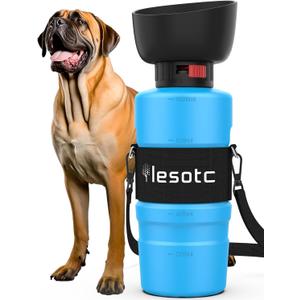 lesotc Dog Water Bottle, Portable Pet Water Dispenser, Leak Proof Travel Squeeze Water Bottle for Dogs, Puppy Essentials Dog Stuff Accessories for Outdoor Walking, Hiking, BPA-Free, Lightweight (34 Ounces, 3rd Gen Upgraded Blue)