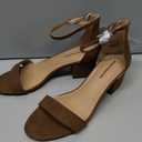 Amazon Essentials Women's Two Strap Heeled Sandals with Adjustable Ankle Strap, Padded Memory Foam Insole, Brown, 8