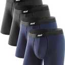 Ultra Soft Micro Modal Boxer Briefs Mens, Breathable Underwear for Men with Fly Opening, 4 Pack