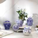 Hushee Small Blue and White Vase Porcelain Vases Blue Chinoiserie Decor Porcelain Ginger Jars for Home Chinoiserie Decor for Bedroom Table Accent Shelf Tabletop, (Classic,4 Pcs)