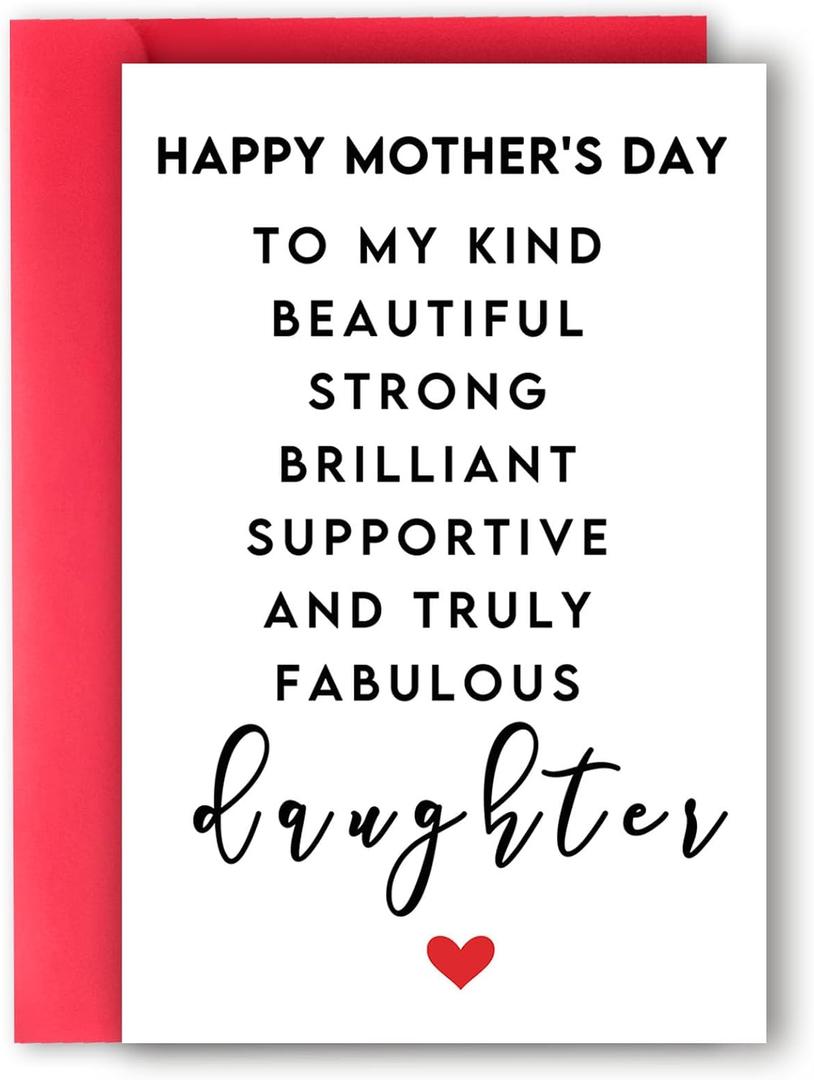 2 x Happy Mother's Day Card for Daughter, Daughter Mothers Day Gift from Mother, Heartfelt Mothers Day Card for Daughter (47)
