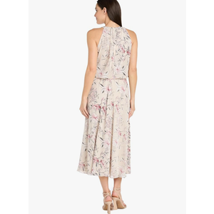 Elegant Halter Neck Floral Chiffon Midi Dress
4P