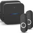 AIDA Lighted Wireless Doorbell, Home Waterproof Doorbell 1,000ft Range, 5 Volume Levels with 58 Doorbell Chimes & LED Flash (Black, Doorbell with 2 transmitters & 2 Receivers)