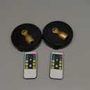 Wireless LED Spotlight, Battery Powered Picture Lights, Uplighting Indoor, Puck Lights with Remote, Stick Spot Light for Wall Art Display Dartboard Painting Artwork Accent Closet-Gold (2 Pack)