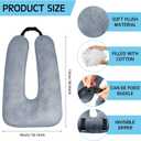 Barydat 2 Pcs Car Travel Pillow for the Back Seat 28 x 18 in Sleeping Reading Pillows for Long Distance Travel Car Cushion for Kids Adults Head and Body Support U Shaped Pad for Travel(Gray, Blue)