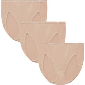 Vanity Fair Women's Illumination Hi Cut Panties, Silky Stretch & Satin Trim (10, 3 Pack - Rose Beige)