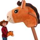 WALIKI Stick Horse for Boys & Girls | Pretend Play Cowboy & Cowgirl Toy for Kids Ages 3-6 | Fun Active Toddler Toy (Caramel)