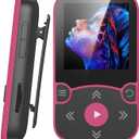 AGPTEK 64GB MP3 Player with Clip, Bluetooth 5.3 Lossless Sound with FM Radio, Voice Recorder for Sport Running, Supports up to 128GB TF Card,Rose Red