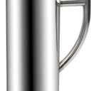 Flat Mouth Water Pitcher 60OZ Stainless Steel Water Pitcher with Handle Modern Polished Metal Drink Carafe Jug (Silver)