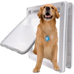 Large Dog Door, Magnetic Door for Pets up to 100 lb, 16.9"  13.9" Doggie Door, Suitable for Interior & Exterior Doors (White)
