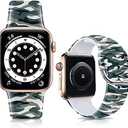 Bands Compatible with Apple Watch Band 38mm  for Women Men Silicone Floral Pattern Printed Band Strap for iWatch Band SE Series 9 8 7 6 5 4 3 2 1 Wristband (Black Flower)