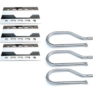 Direct Store Parts Kit DG111 Replacement for Nexgrill 720-0011,720-0047-U Gas Grill Burner and Heat Plate - 3 Pack (Stainless Steel Burner + Stainless Steel Heat Plate)