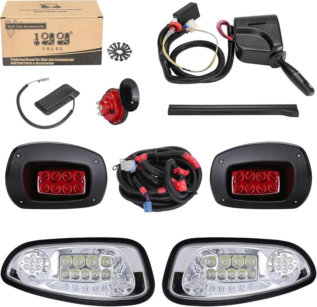 10L0L Golf Cart Headlights and Tail Light Kits for EZGO RXV 08-15 Gas & Electric Carts, 12V Street Legal Lights Kit With Turn Signal Wiring Harness (NOT Fit 2016+ RXV II)