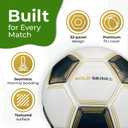 Gold Series Soccer Ball Size 5 - NFHS Approved Thermal Bonded Korean PU Leather Professional Match Balls - Water Resistant with Hybrid Bladder for Superior Air Retention - Official Size