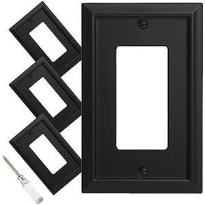 Wall Plate, Duplex Outlet Covers, Matte Black Light Switch Cover - Natural Bamboo Fiber Electrical Outlet Cover Plate Variety of 13 Styles Decorator/Duplex/Toggle/Combo (1 Gang Decorator 3 Pack)