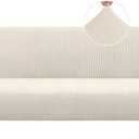 PrinceDeco Stretch Armless Futon Cover Futon Slipcover Full Queen Size Couch Cover Futon Sofa Bed Cover Furniture Protector with Elastic Bottom, Machine Washable, Biscotti Beige