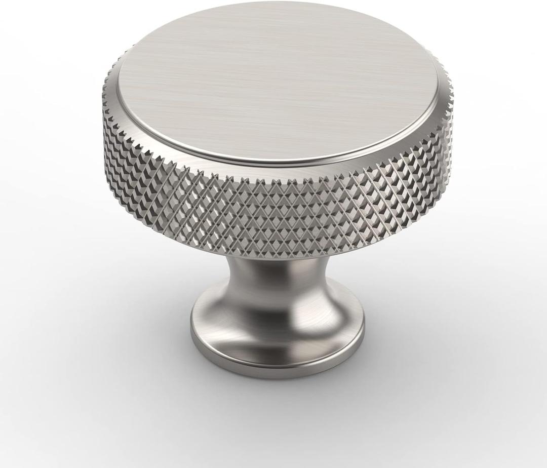 Amerdeco 10 Pack Brushed Satin Nickel Knurled Cabinet Knobs Kitchen Cabinet Handles for Drawer Dresser, Cupboard and Wardrobe ZH0036