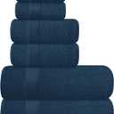 BELIZZI HOME Ultra Soft 6 Pack Cotton Towel Set, Contains 2 Bath Towels 28x55 inch, 2 Hand Towels 16x24 inch & 2 Wash Coths 12x12 inch, Ideal Everyday use, Compact & Lightweight - Mineral Blue