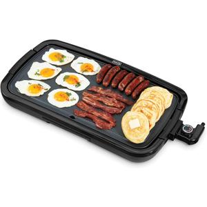 DASH Deluxe Everyday Electric Griddle with Dishwasher Safe Removable Nonstick Cooking Plate for Pancakes, Burgers, Eggs and more, Includes Drip Tray + Recipe Book, 20 x 10.5, 1500-Watt - Grey
