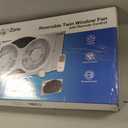 Comfort Zone Window Fan for Bedroom, 9 inch 3 Speed Dual Fans with Auto-Locking Expanders, 3 Modes (Cool, Circulate, Exhaust), Remote Control, Fabric Cover plus Bug Screen, White