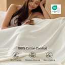 Bedsure GentleSoft 100% Cotton Blanket Twin XL Size for Bed - Breathable Lightweight and Soft for Summer, Basket Waffle Weave Woven Blankets, Home Decor Gift for Women, White, 66x90 inches