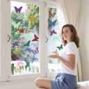 64PCS Butterfly Window Clings, Single-Sided Colorful Butterflies Stickers Reusable to Prevent Bird Strikes, Non-Adhesive Static Butterfly Cling Stickers for Home Window Door